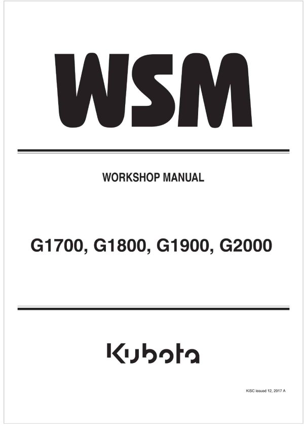 Kubota Garden Tractor G1900 Workshop Manual