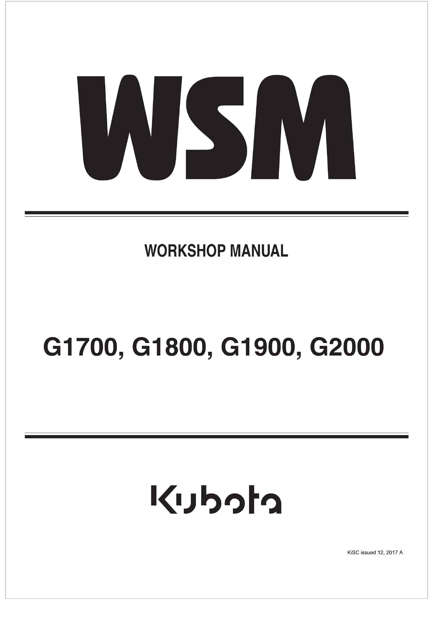 Kubota Garden Tractor G2000 Workshop Manual