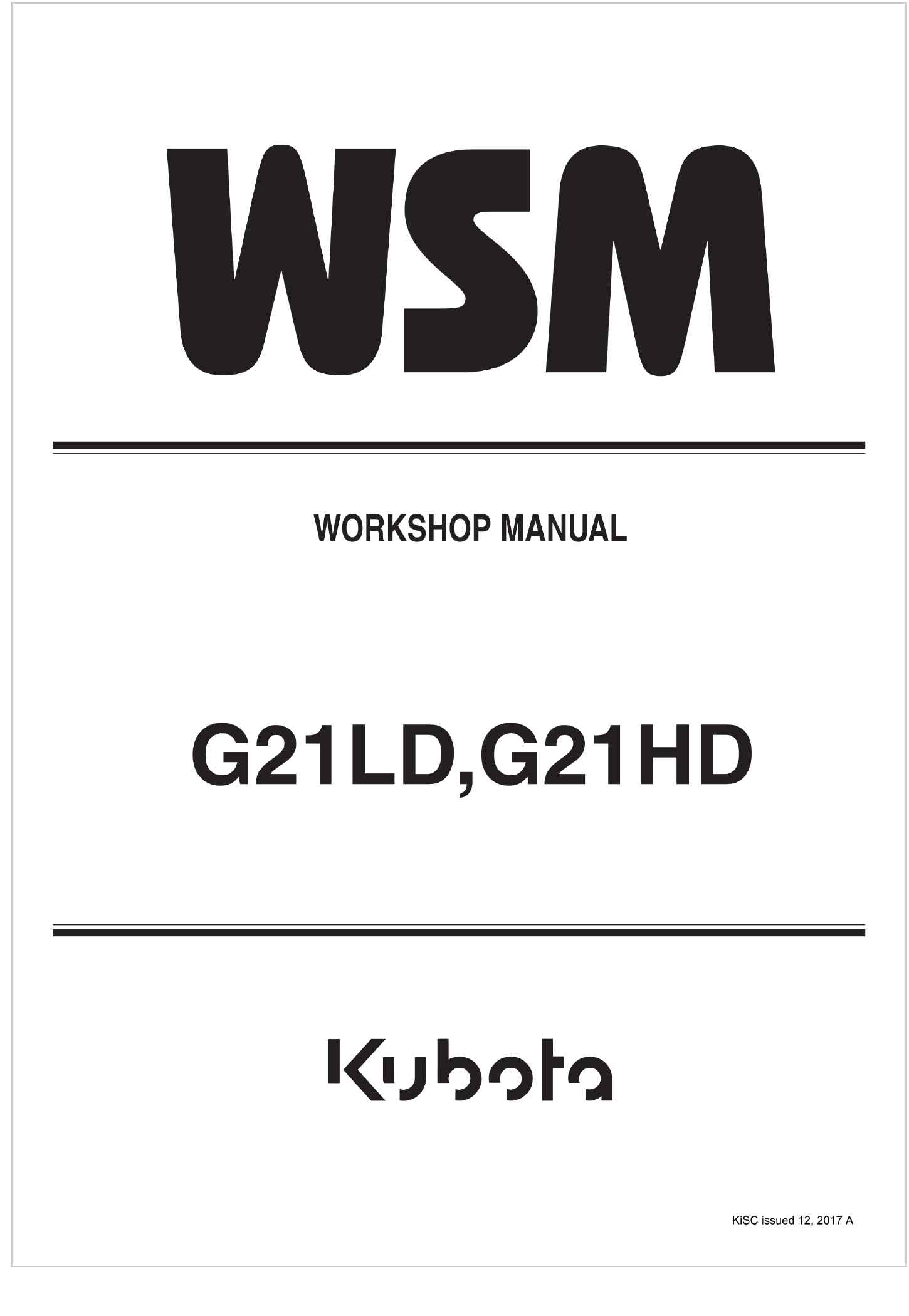 Kubota Garden Tractor G21HD Workshop Manual