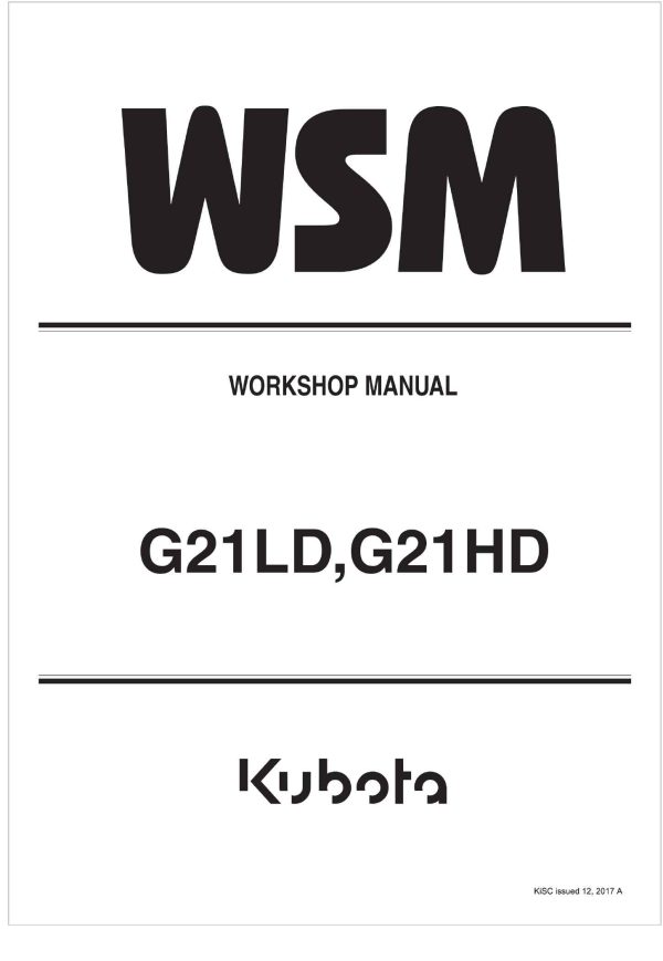 Kubota Garden Tractor G21LD Workshop Manual