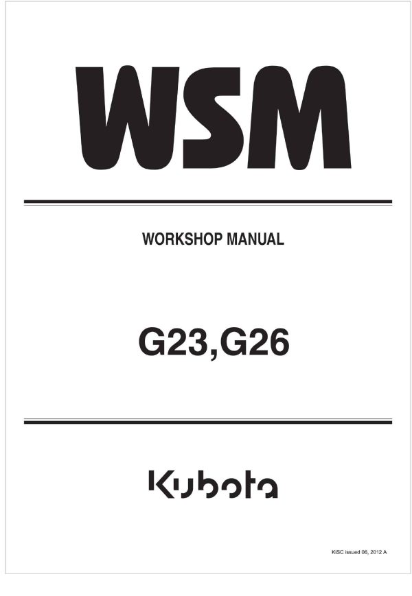 Kubota Garden Tractor G23 Workshop Manual