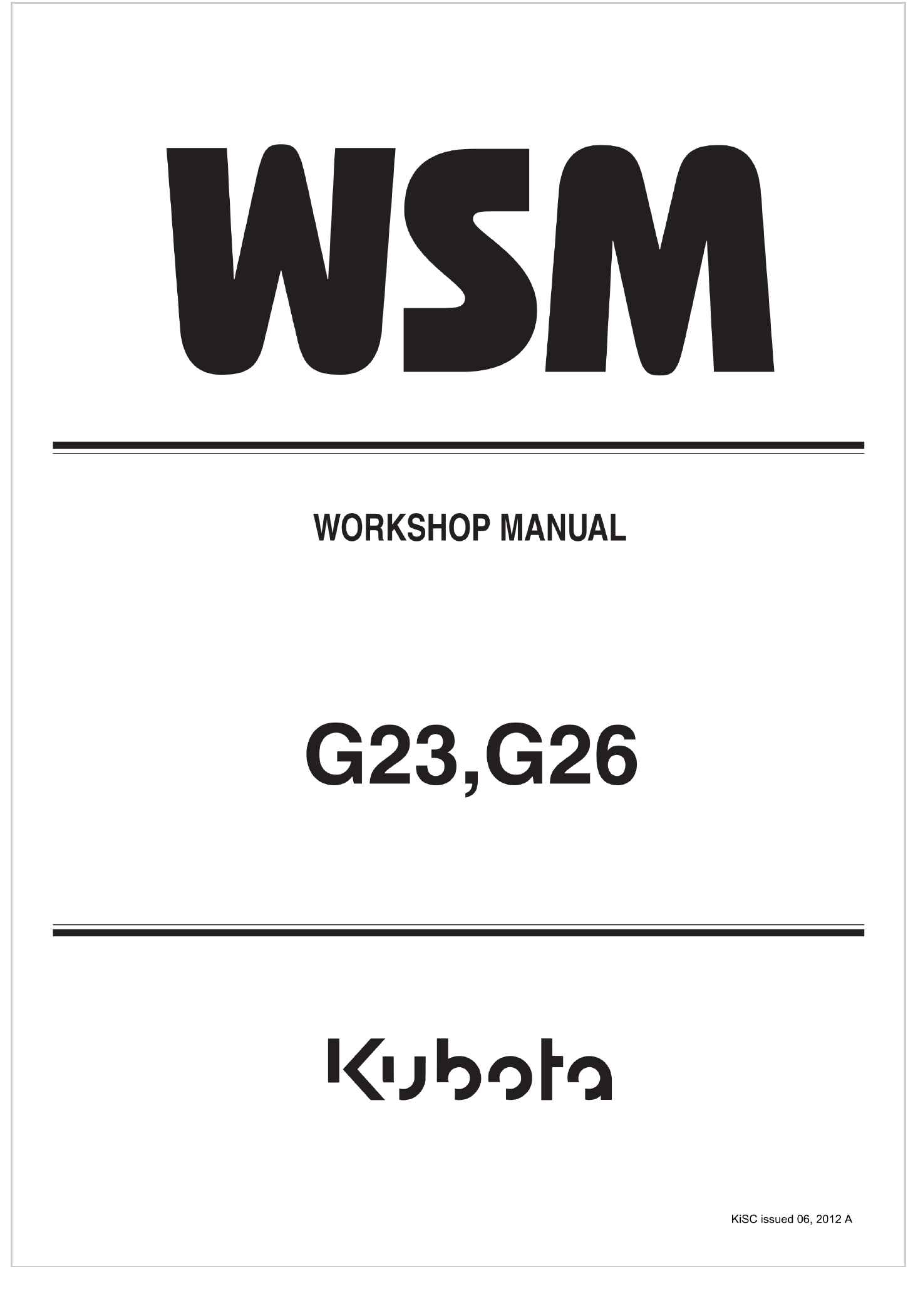 Kubota Garden Tractor G26 Workshop Manual