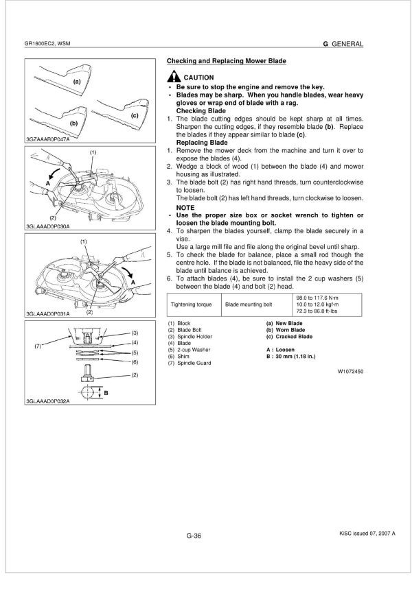 Kubota Garden Tractor GR1600EC2 Workshop Manual 1