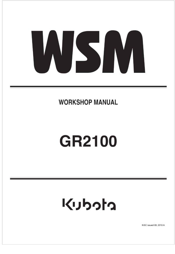 Kubota Garden Tractor GR2100 Workshop Manual