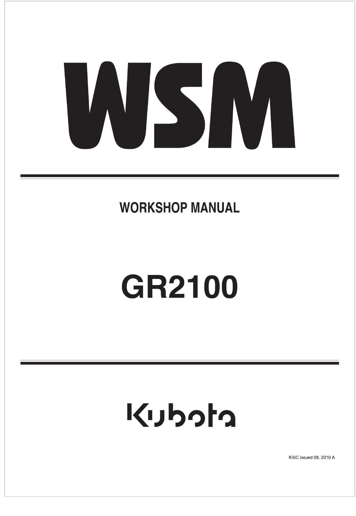Kubota Garden Tractor GR2100 Workshop Manual