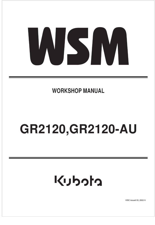 Kubota Garden Tractor GR2120 Workshop Manual