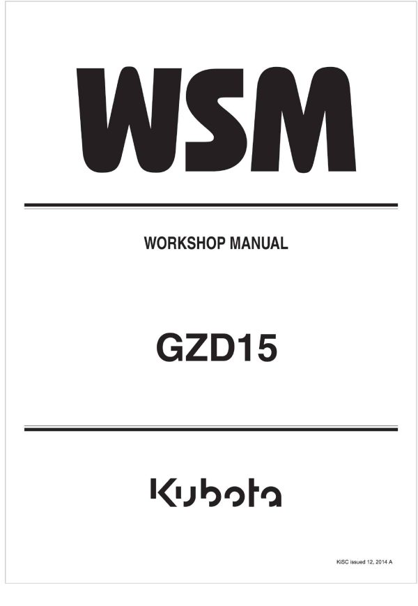 Kubota Garden Tractor GZD15 Workshop Manual
