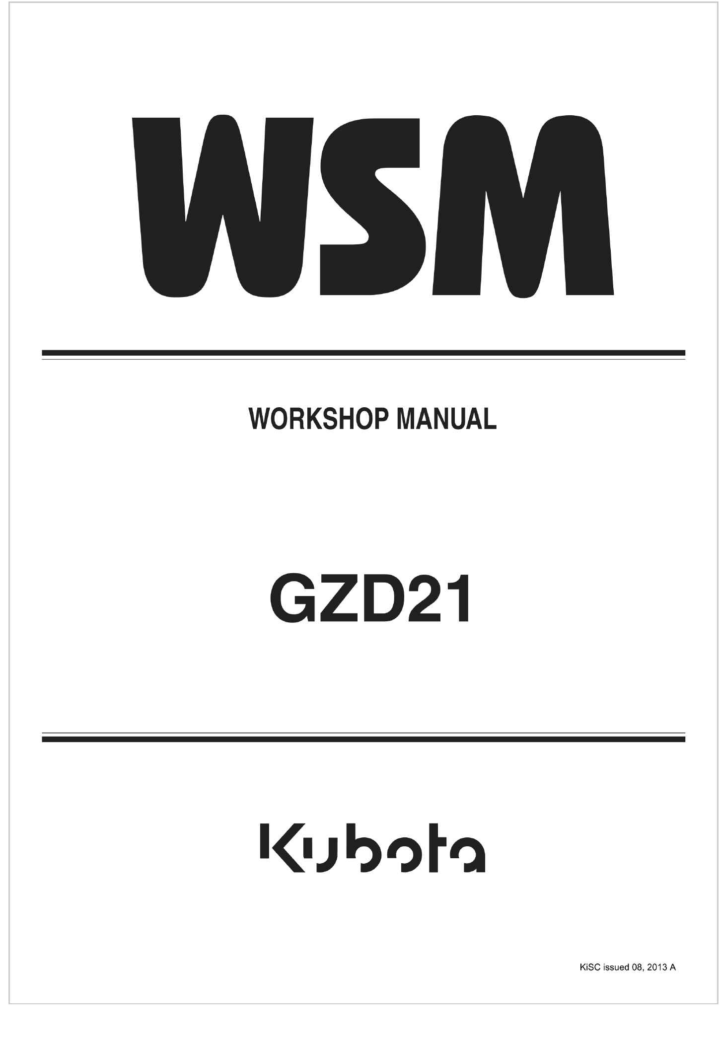 Kubota Garden Tractor GZD21 Workshop Manual