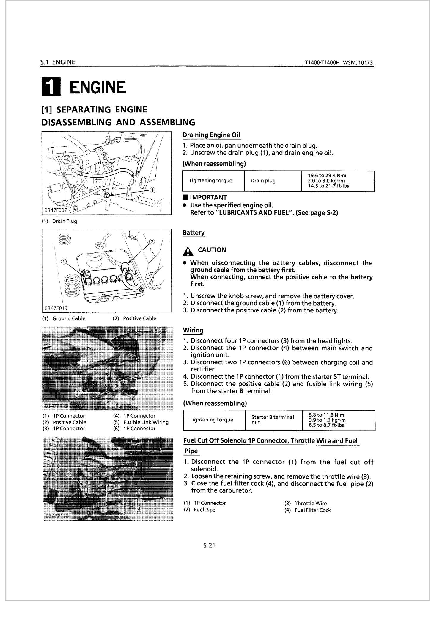 Kubota Lawn Tractor T1400H Workshop Manual