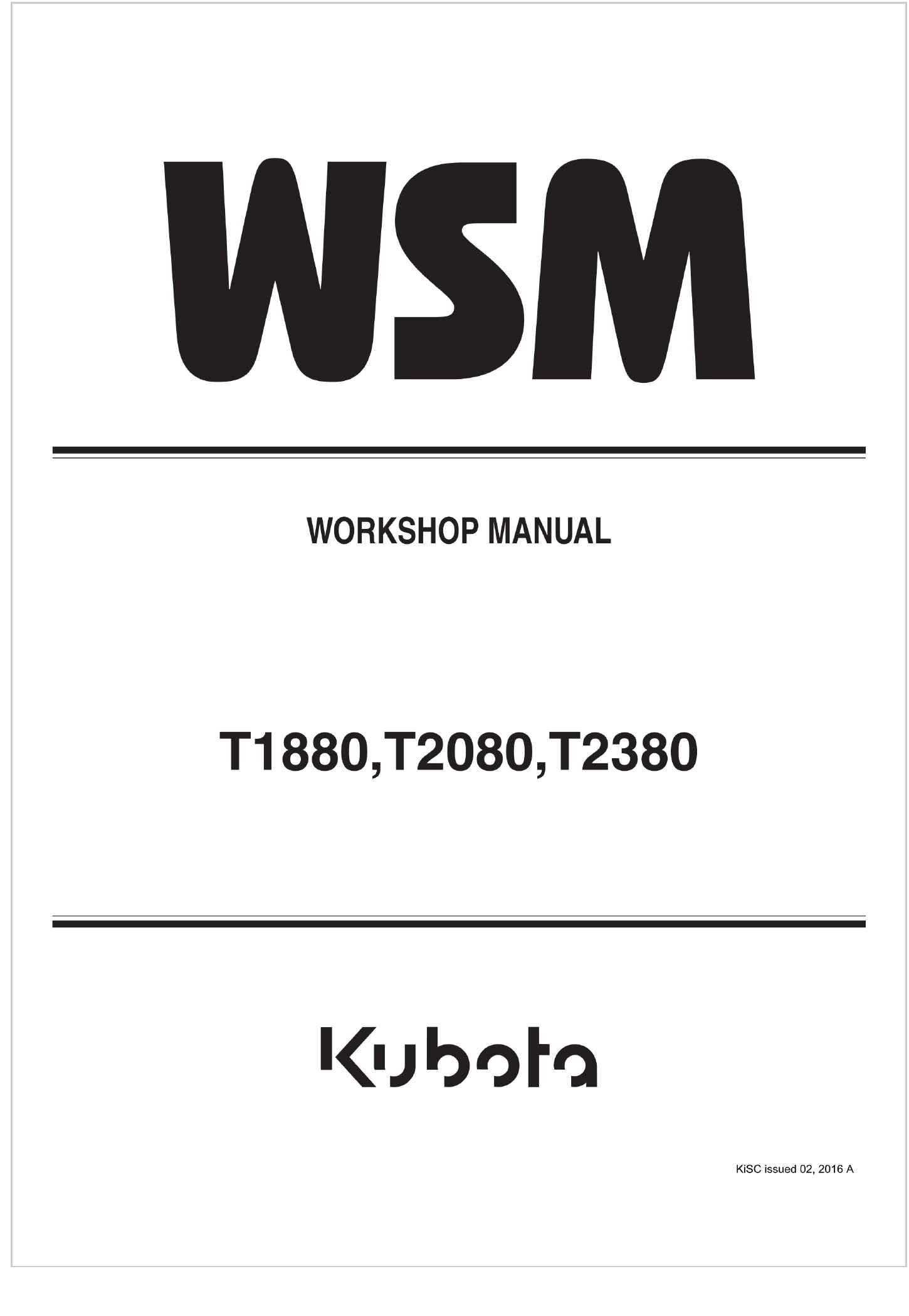 Kubota Lawn Tractor T2080 Workshop Manual