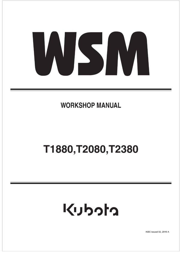 Kubota Lawn Tractor T2380 Workshop Manual