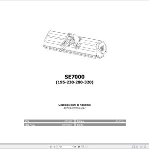 Kubota Mulcher SE7000 Spare Parts Manual 195 230 280 320 2019 EN IT