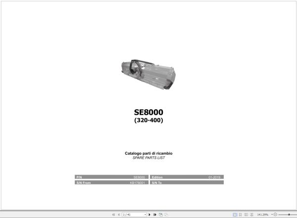 Kubota Mulcher SE8000 Spare Parts Manual 320 400 2019 EN IT
