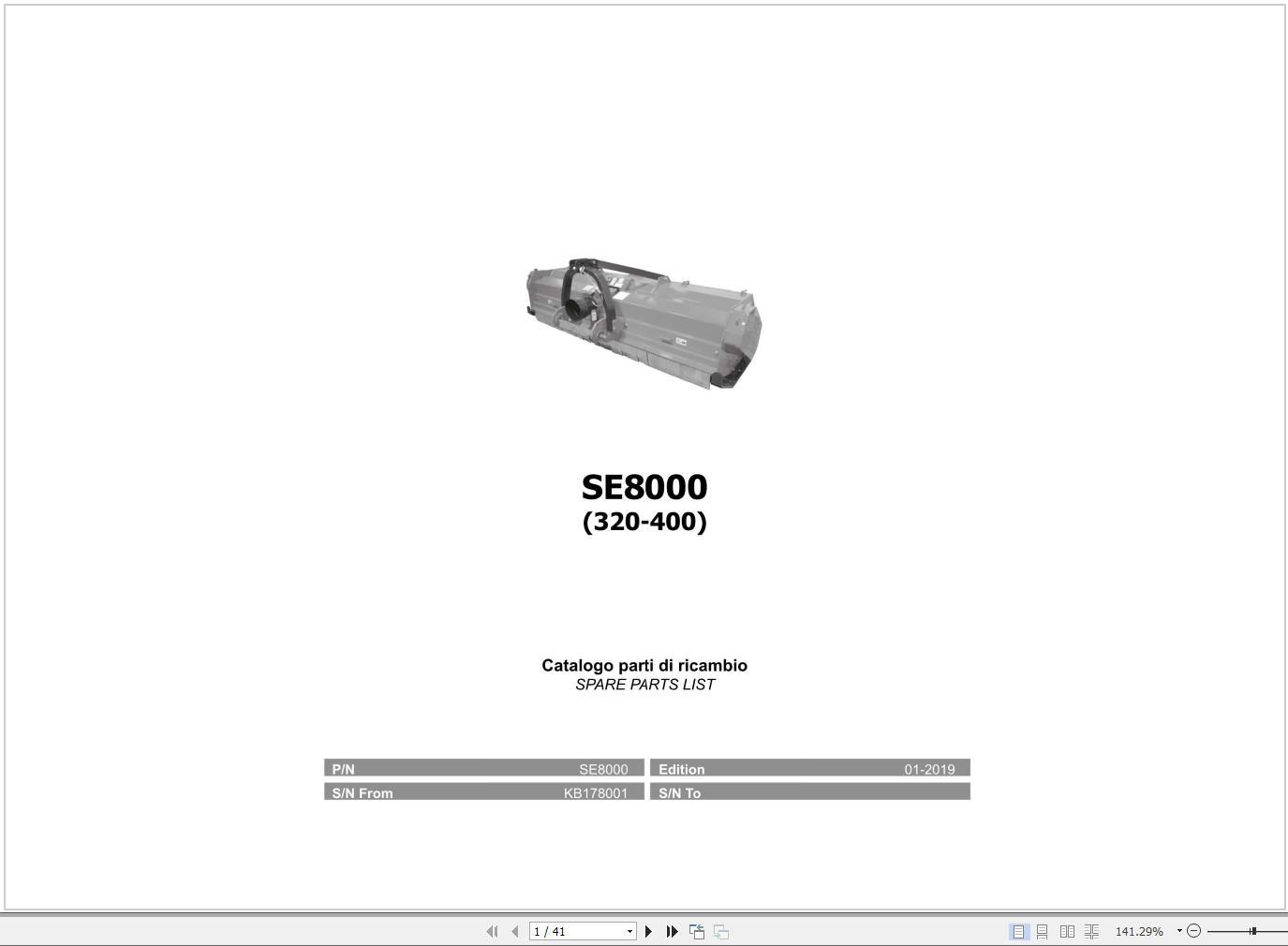 Kubota Mulcher SE8000 Spare Parts Manual 320 400 2019 EN IT