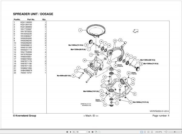 Kubota Pendulum Spreader VS400 Spare Parts Manual 2017 1
