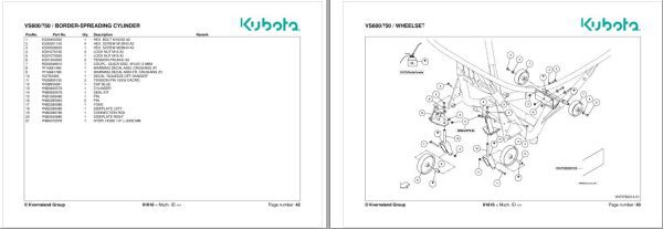 Kubota Pendulum Spreader VS600 VS750 Spare Parts Manual 2019 1
