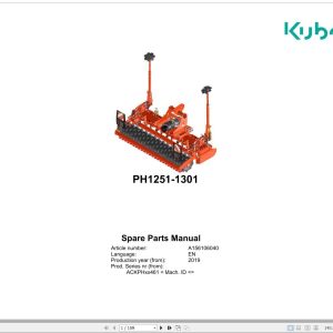 Kubota Power Harrows PH1251 PH1301 Spare Parts Manual 2019