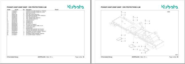 Kubota Power Harrows PH2400F PH2450F PH2500F PH2600F Spare Parts Manual 2018 1