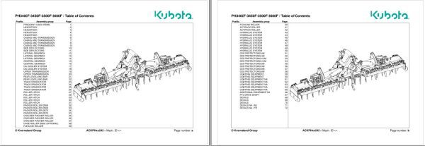 Kubota Power Harrows PH3400F PH3450F PH3500F PH3600F Spare Parts Manual 2018 1
