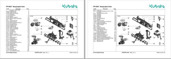 Kubota Precision Planters PP1600F Spare Parts Manual 2019 DE 1