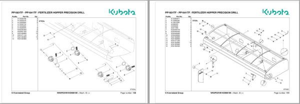 Kubota Precision Planters PP1601TF PP1641TF Spare Parts Manual 2018 1