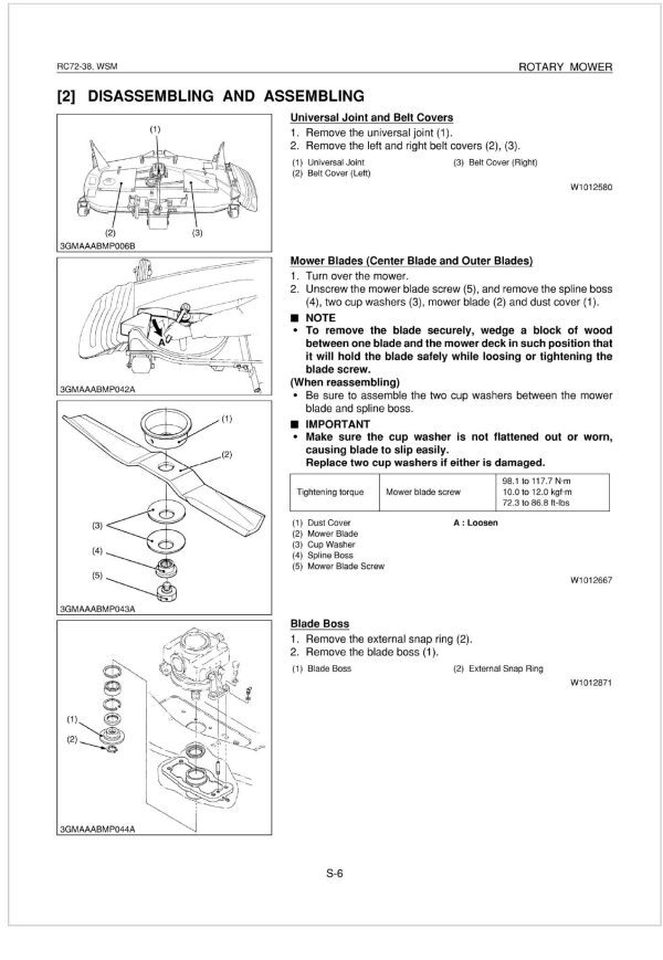 Kubota Rotary Mower RC72 38 Workshop Manual 1