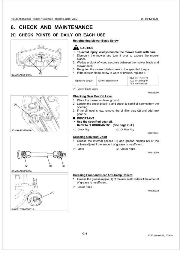 Kubota Rotary Mower RCK54 22BX Workshop Manual 2016 1