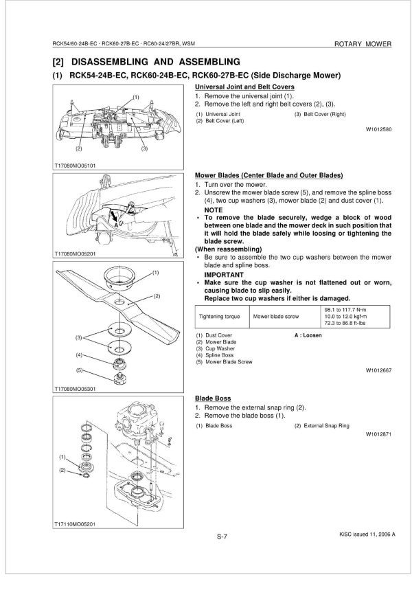 Kubota Rotary Mower RCK54 24B EC Workshop Manual 1