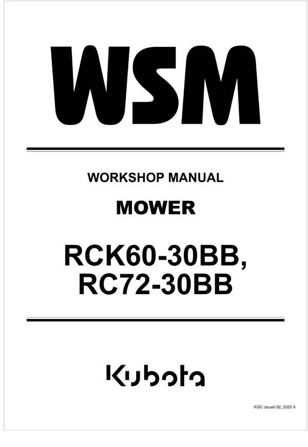 Kubota Rotary Mower RCK60 30BB Workshop Manual