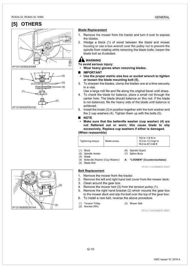 Kubota Rotary Mower RCK60 32 Workshop Manual 1