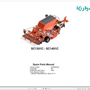 Kubota Seeding Combination SC1301C SC1401C Spare Parts Manual 2020