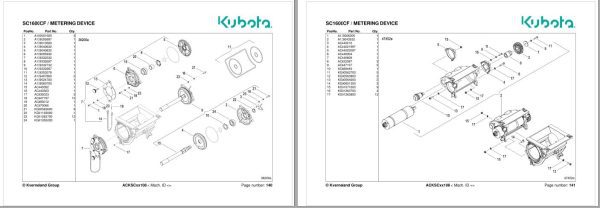Kubota Seeding Combination SC1600CF Spare Parts Manual 2018 1