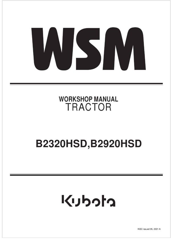 Kubota Tractor B2320HSD Workshop Manual