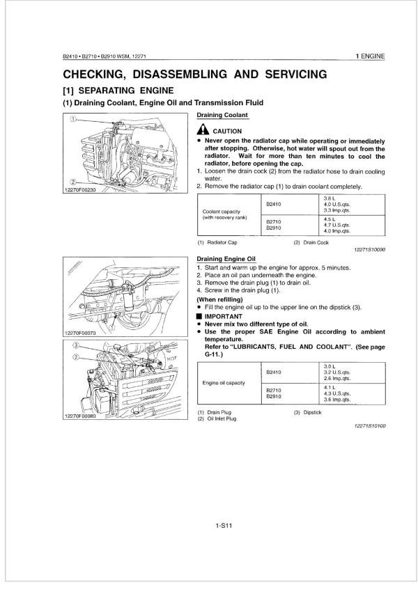 Kubota Tractor B2710 Workshop Manual