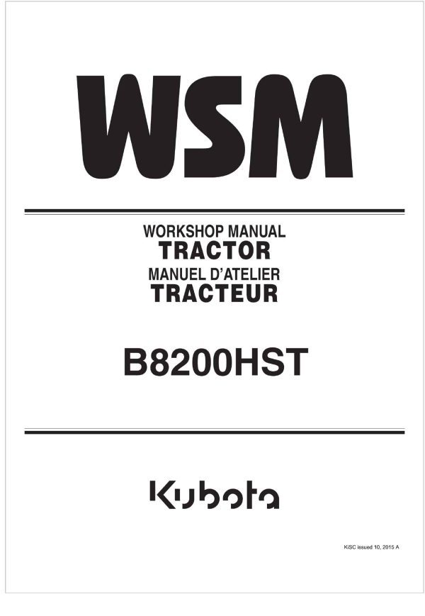 Kubota Tractor B8200HST Workshop Manual
