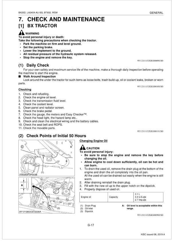 Kubota Tractor BX25DLB AU Workshop Manual 1 1