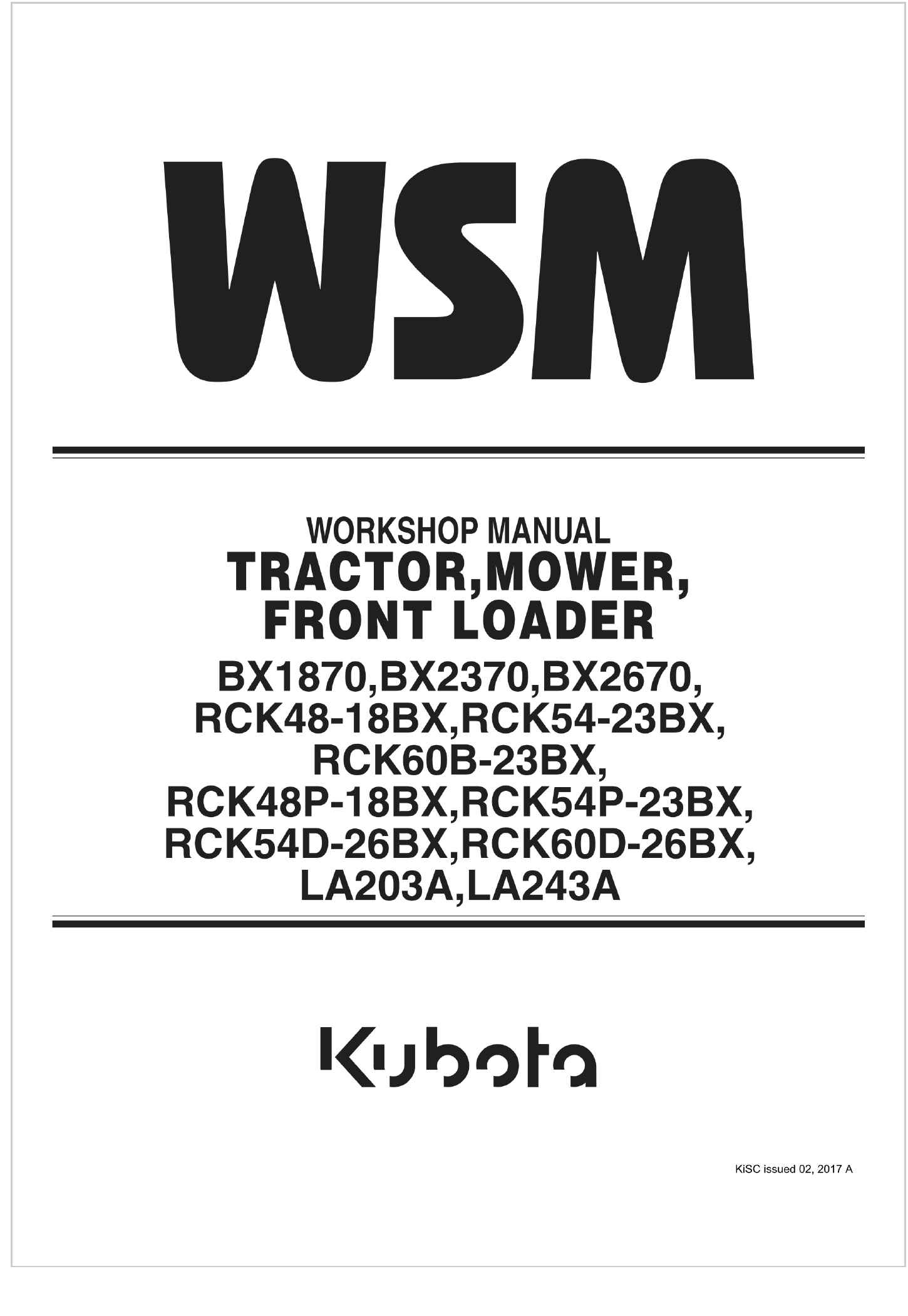 Kubota Tractor BX2670 Manual