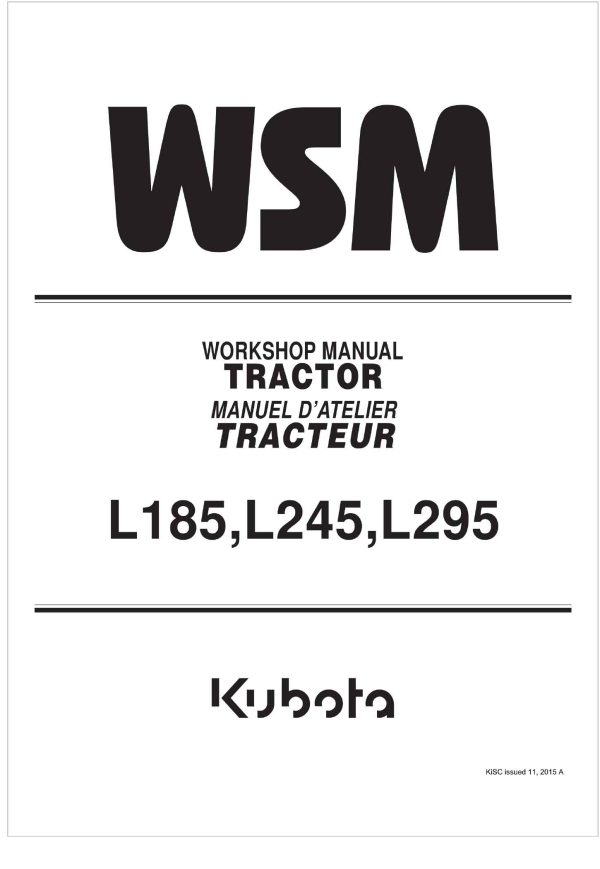 Kubota Tractor L185 Workshop Manual EN FR