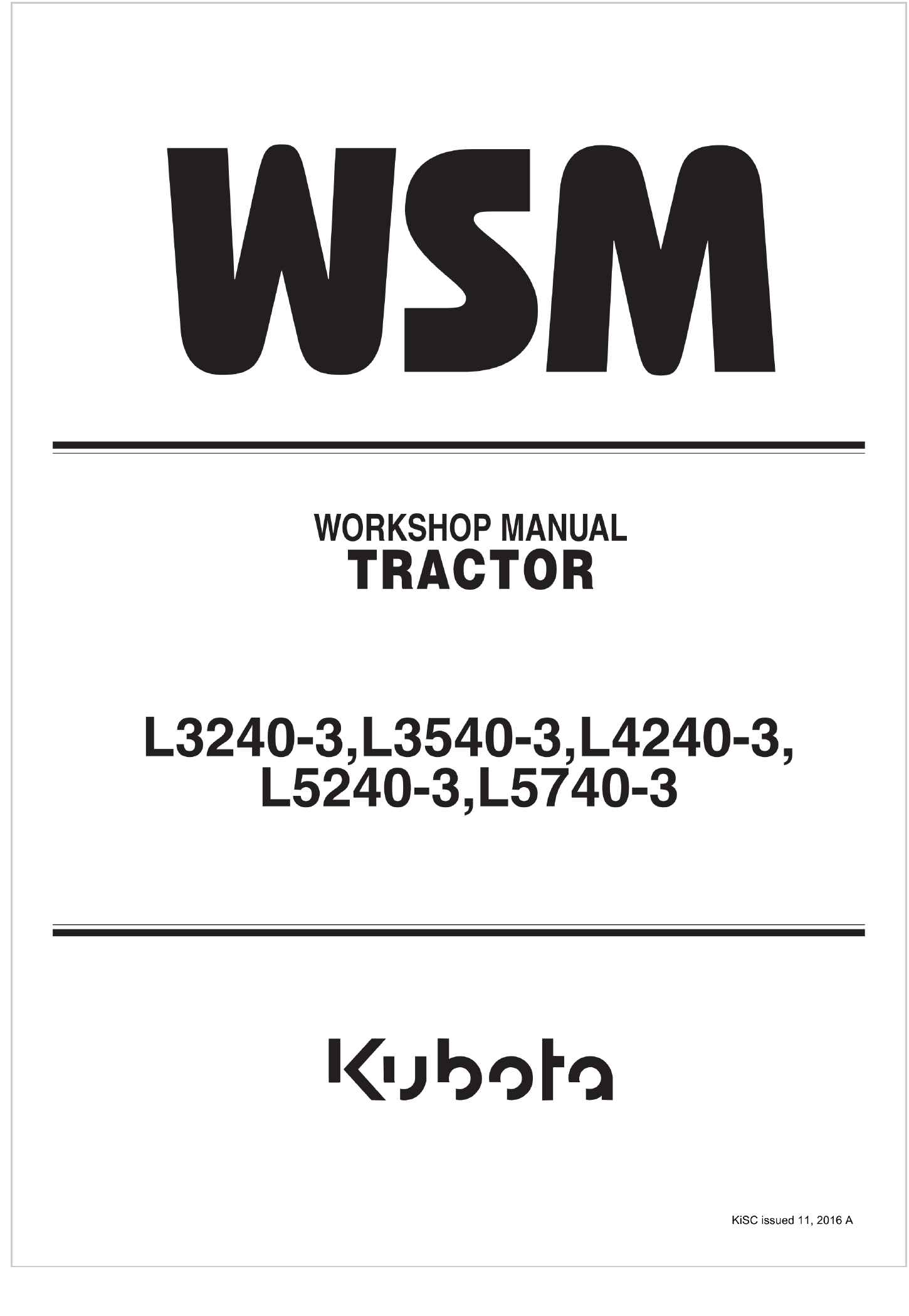 Kubota Tractor L3540 3 Workshop Manual