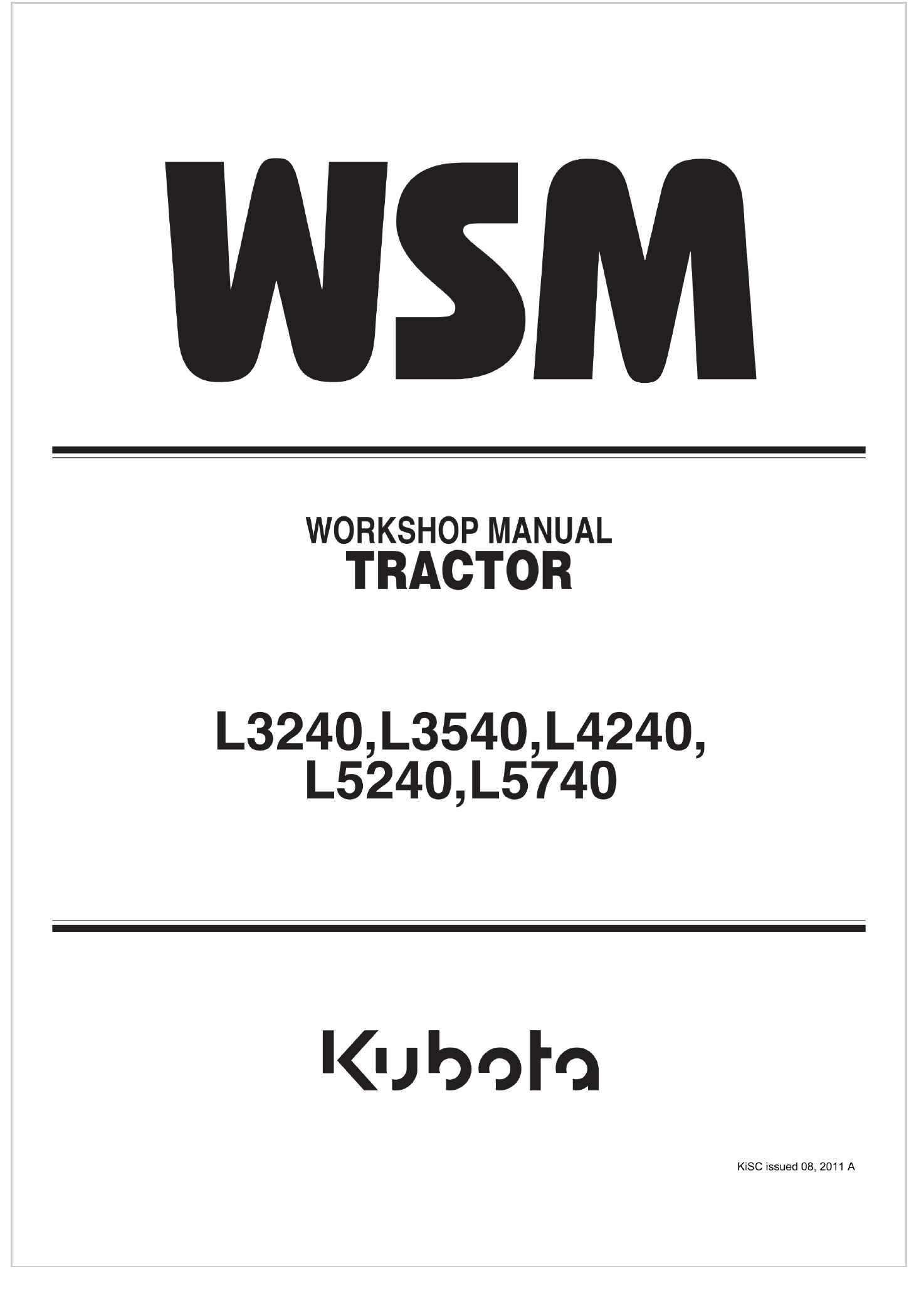 Kubota Tractor L4240 Workshop Manual