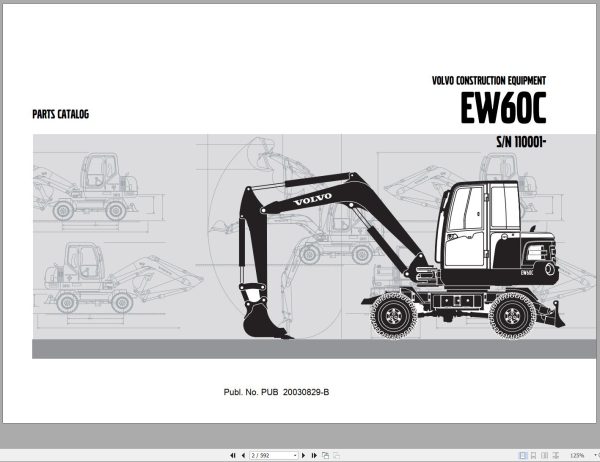 Volvo Excavator EW60C Parts Catalog SN 110001 EN ES PT FR