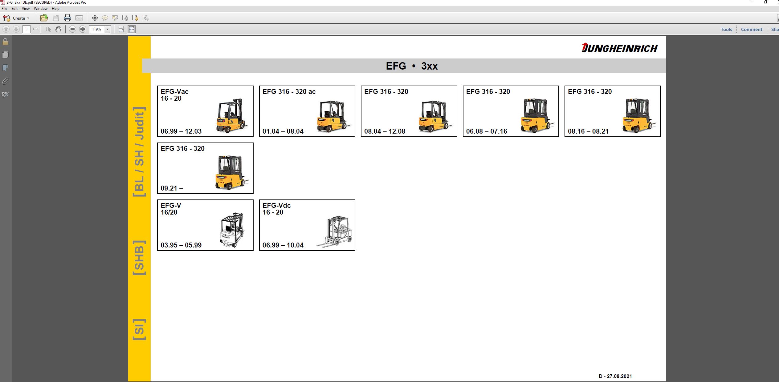 JUNGHEINRICH JETI ForkLift SH v4.36 DE Updated DE01 DE14 01.2023 Service Information 2