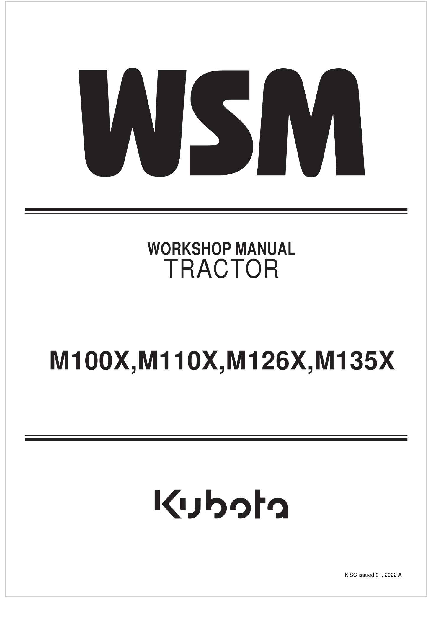Kubota Tractor M100X Workshop Manual