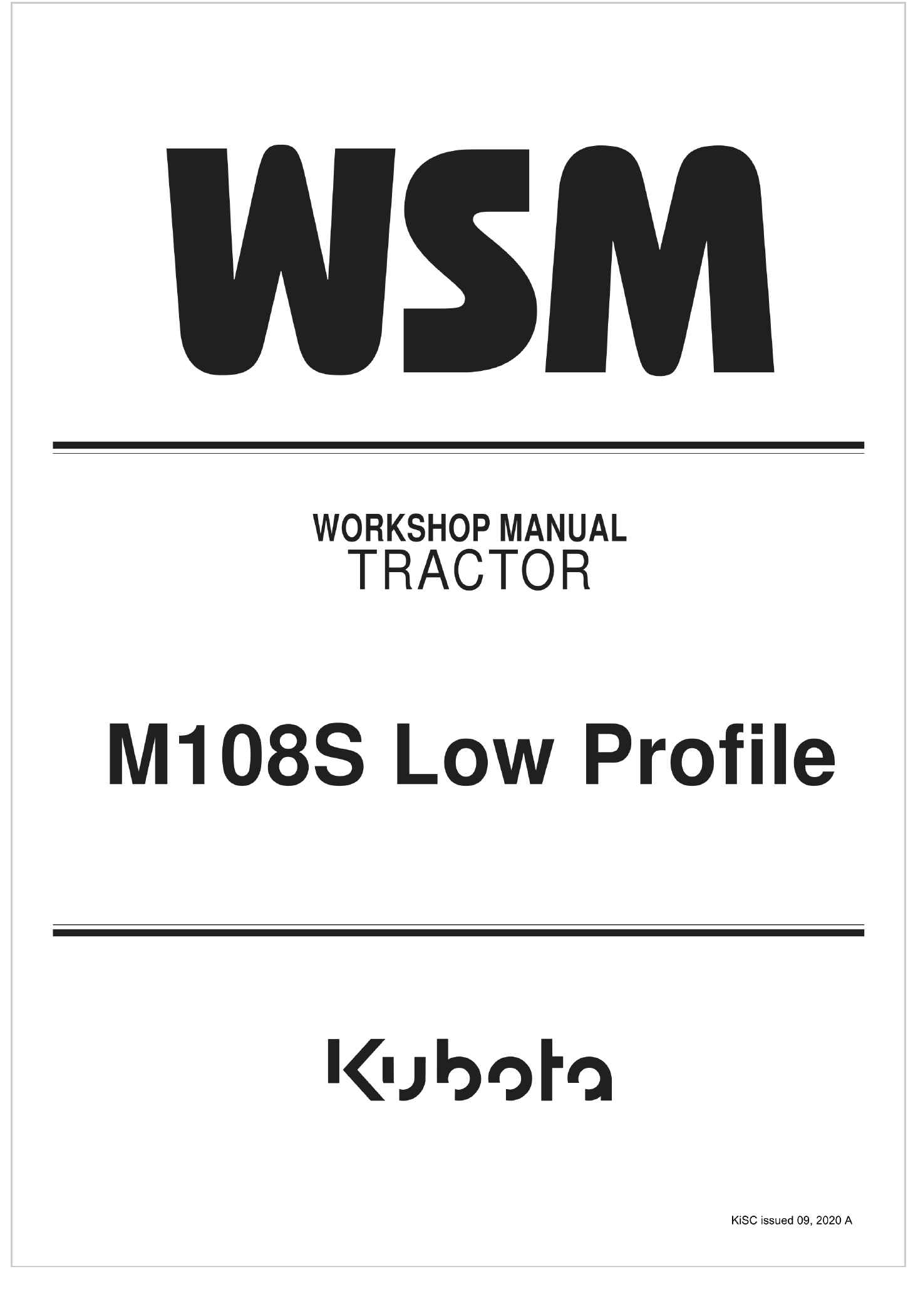 Kubota Tractor M108S Low Profile Workshop Manual