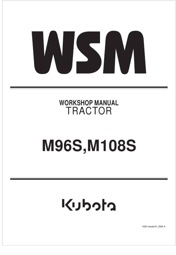 Kubota Tractor M108S Workshop Manual 2022