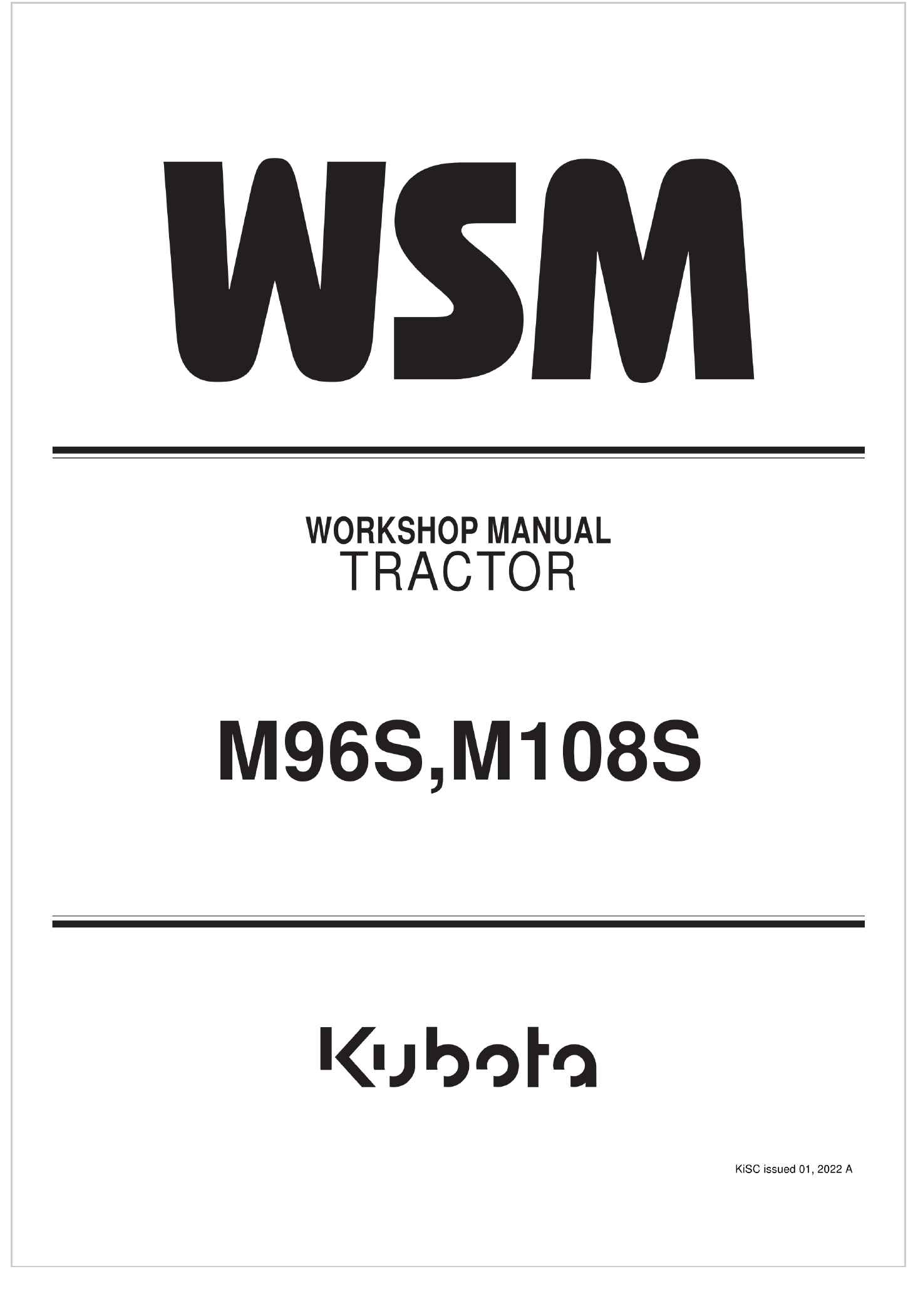 Kubota Tractor M108S Workshop Manual 2022