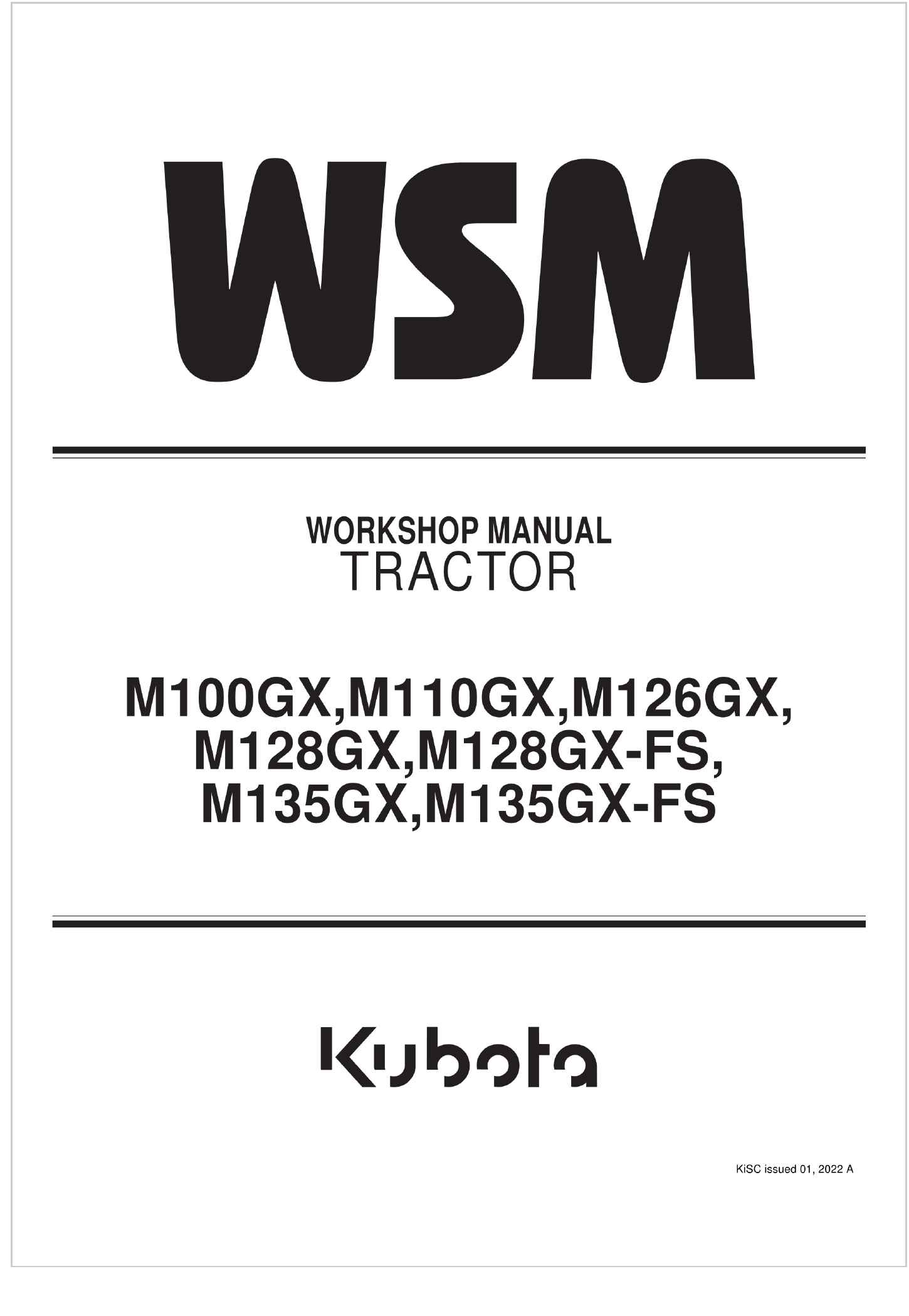 Kubota Tractor M110GX Workshop Manual