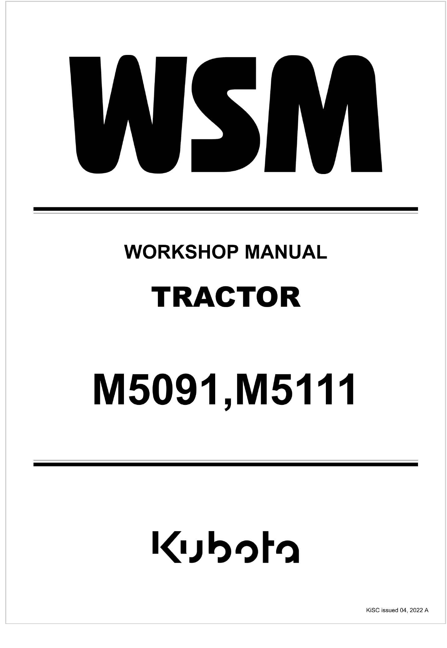 Kubota Tractor M5111 Workshop Manual