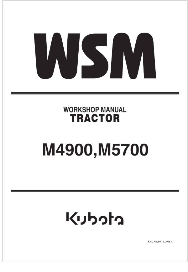 Kubota Tractor M5700 Workshop Manual