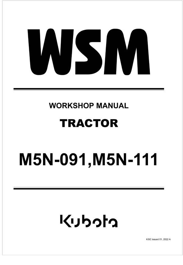 Kubota Tractor M5N 091 Workshop Manual